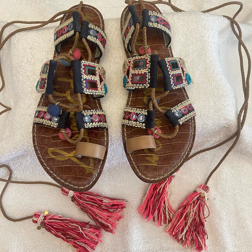 Sam Edelman ‘Gretchen’ Embellished Lace Up Sandal, 7.5